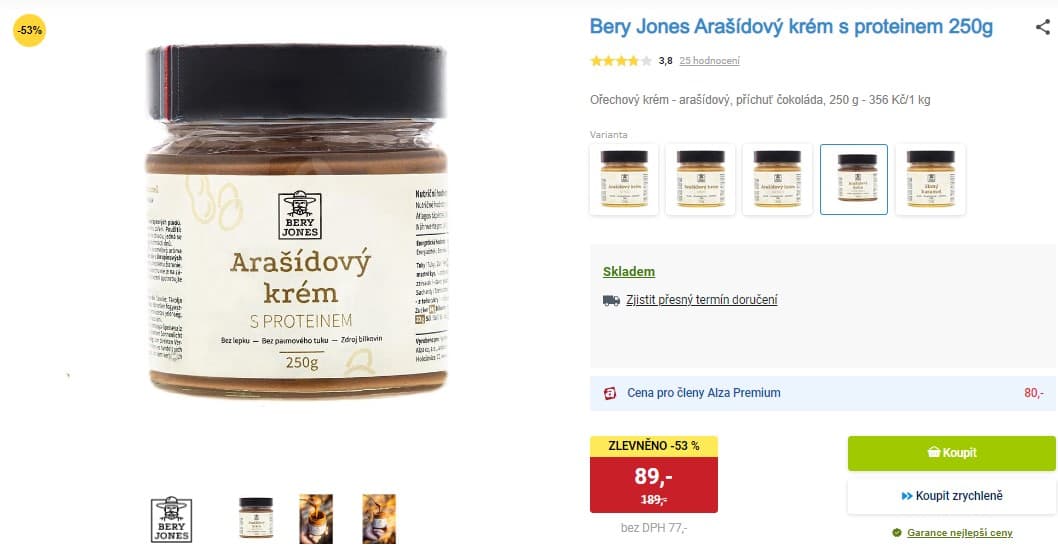 Arašídový krém s proteinem 250g