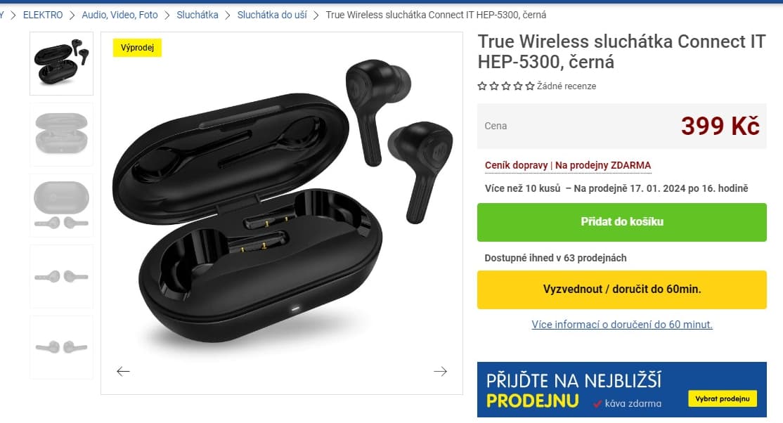 Bezdrátová sluchátka Connect IT, 15hod.