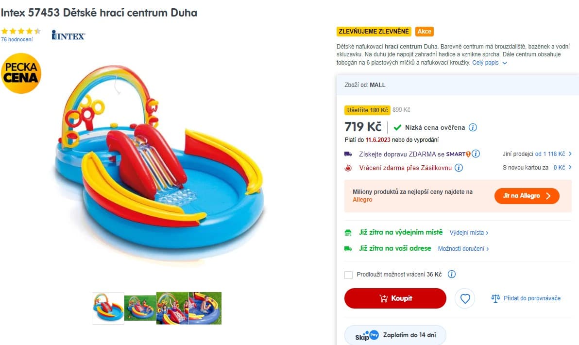 Dětské vodní centrum Intex 3x2 m