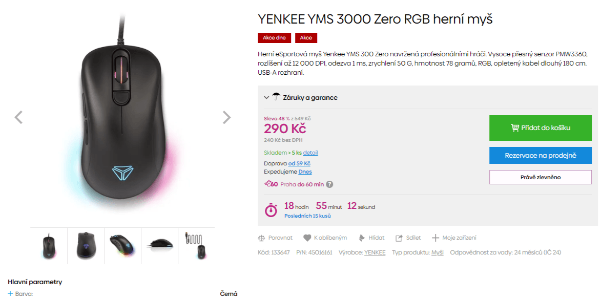 Herní myš Yenkee Zero 