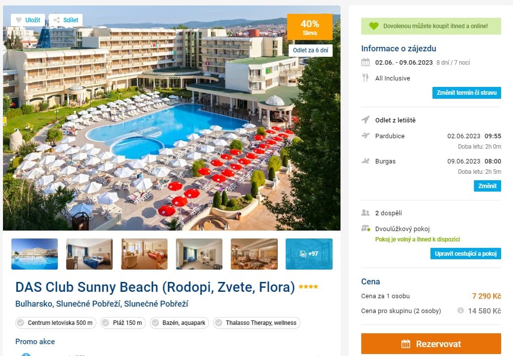 Bulharsko / ✈ Par / AI / 4⭐/ 8 dní