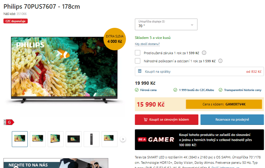 4K Smart TV, Atmos, 177cm, Philips