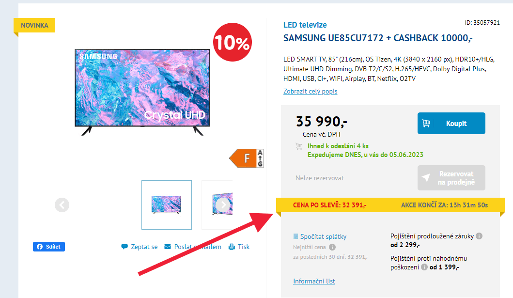 4K Smart TV, 214cm, HDR, Samsung