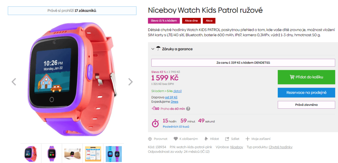 Chytré hodinky pro děti Niceboy, GPS, Wifi, BT