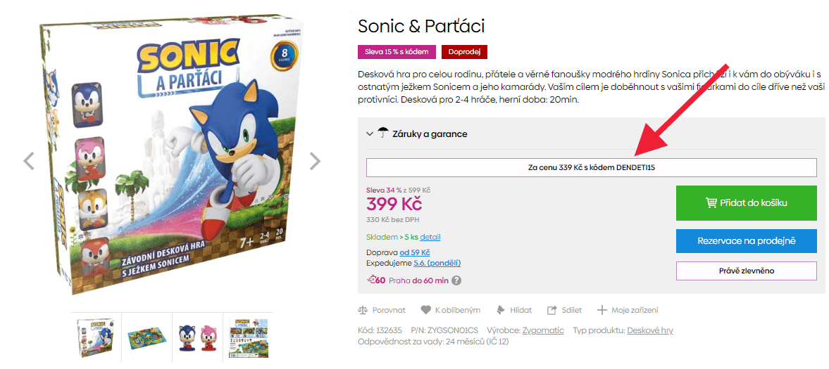 Desková hra pro děti SONIC & PARŤÁCI