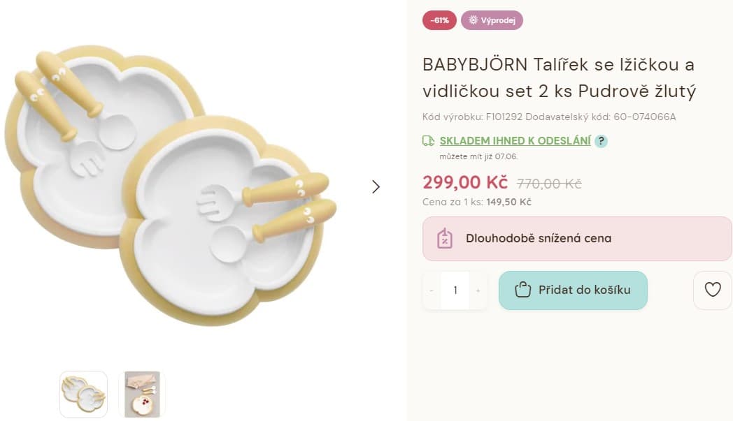 Babybjörn - 2x talířek se lžičkou a vidličkou