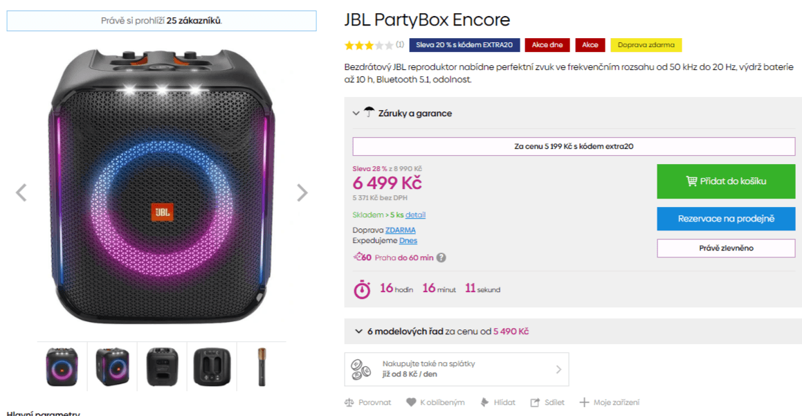 Bluetooth reproduktor JBL Partybox, 100W