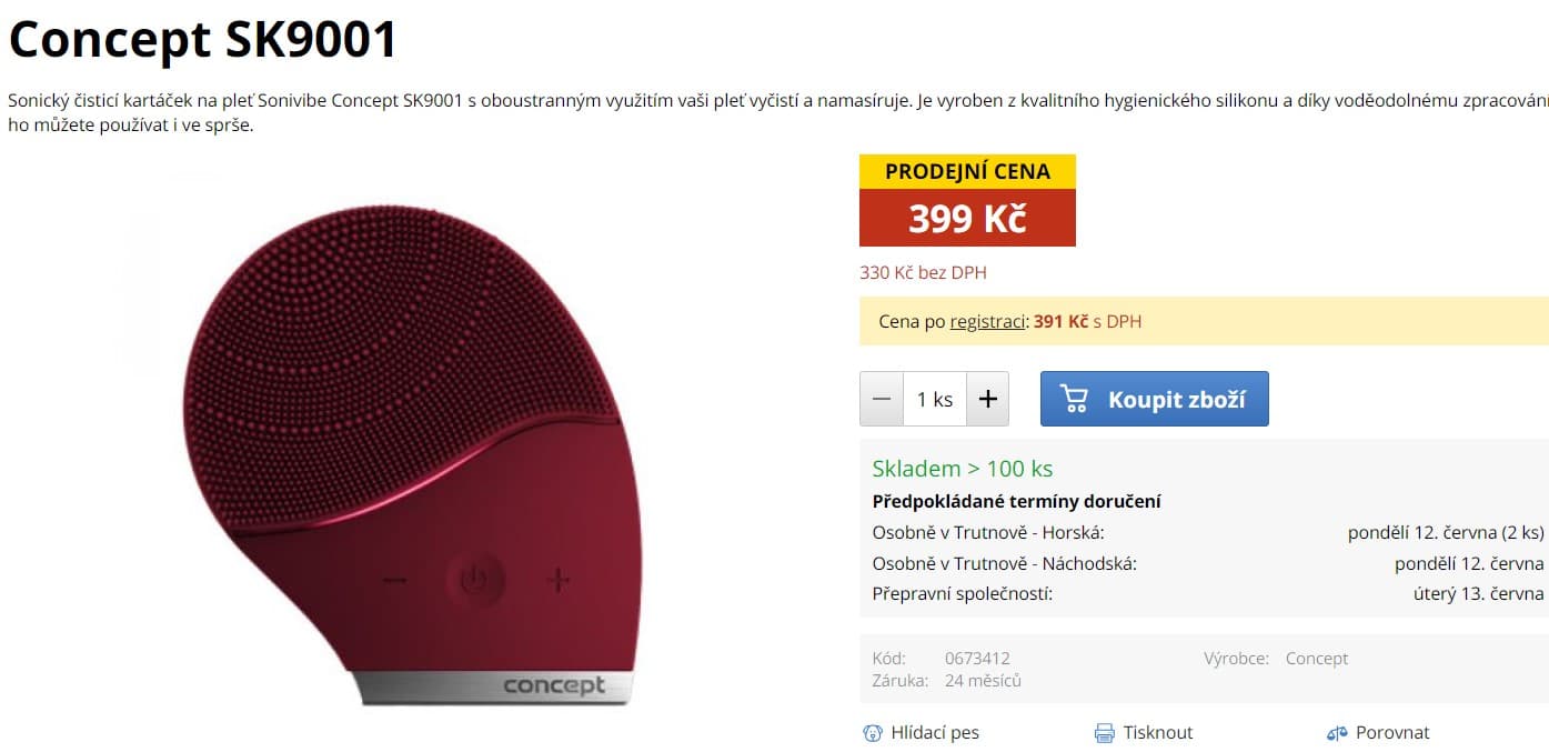 Čistící sonický kartáček na obličej Concept