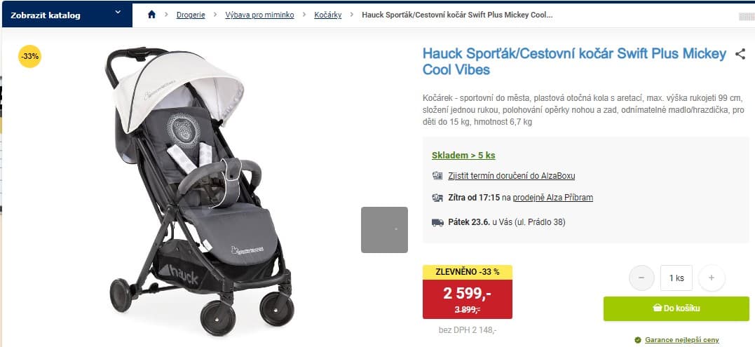 Sporťák/cestovní kočár Hauck Swift Plus Mickey