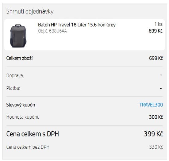 Batoh HP Travel 18 Liter 15.6 Iron Grey