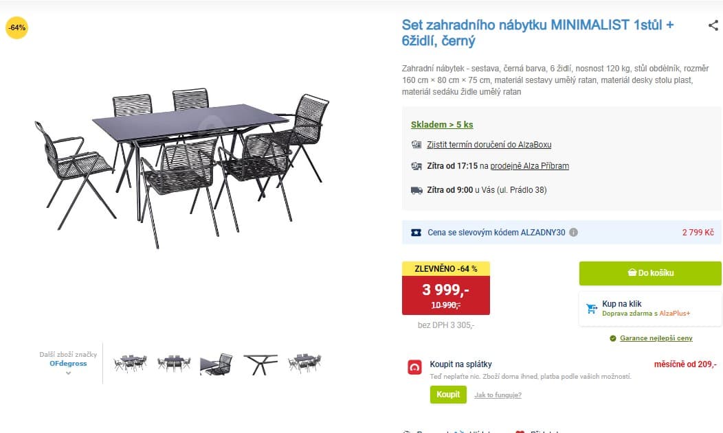 Set zahradního nábytku 1 stůl + 6 židlí