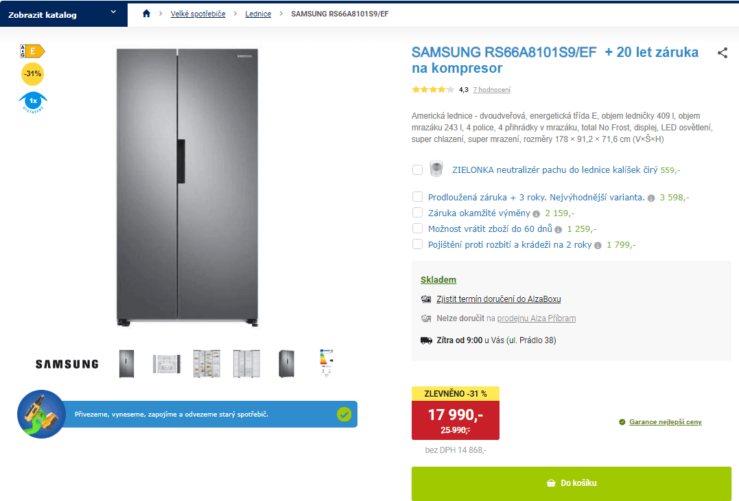 Americká lednice Samsung, 652 l, Total No Frost
