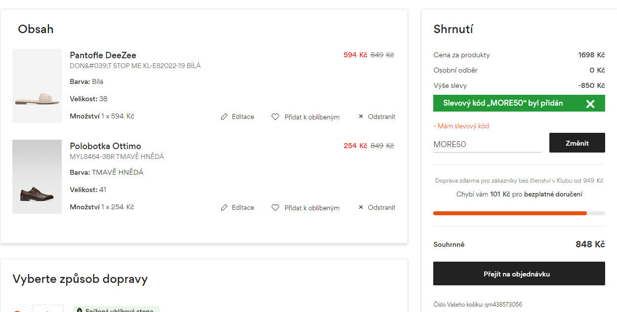 Extra sleva 50% na druhý produkt z výprodeje