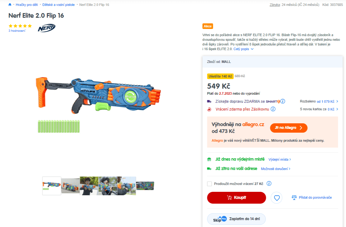 Dětská pistole Hasbro Nerf Elite 2.0 Flip 