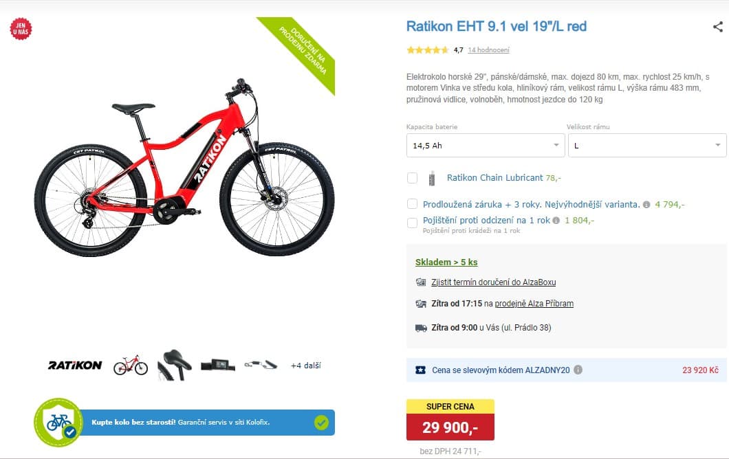 El. kolo Ratikon, 80km dojezd, 25km/h