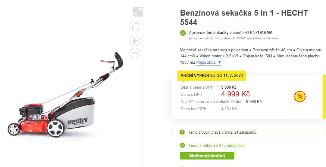 Benzínová sekačka Hecht, pojezd, 46cm, 5v1