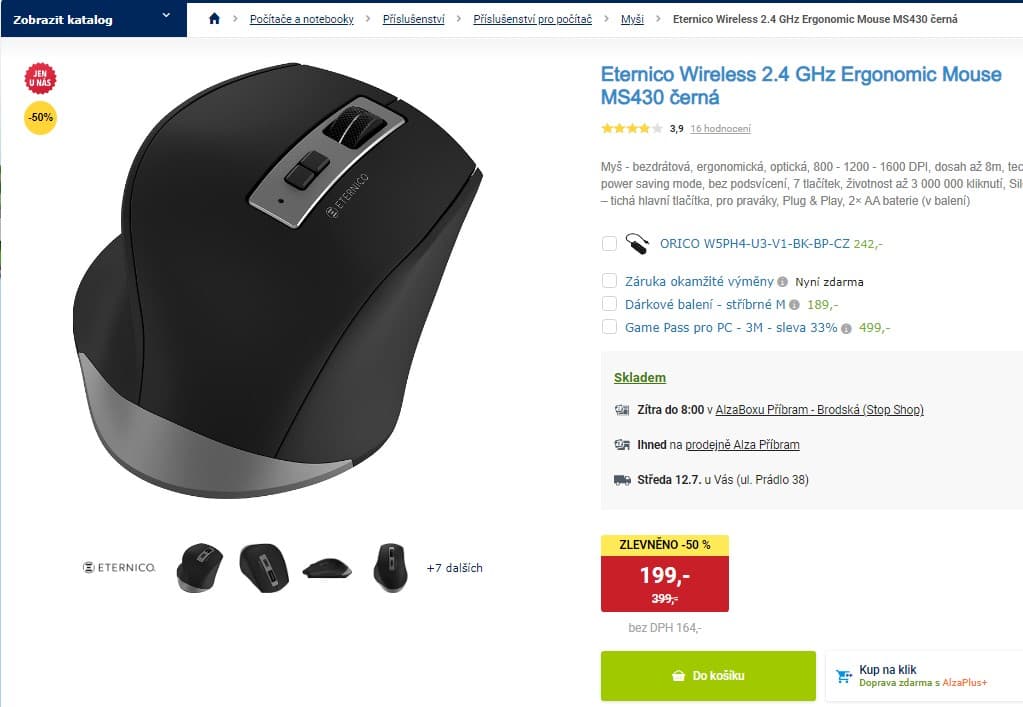 Bezdrátová myš optická Eternico