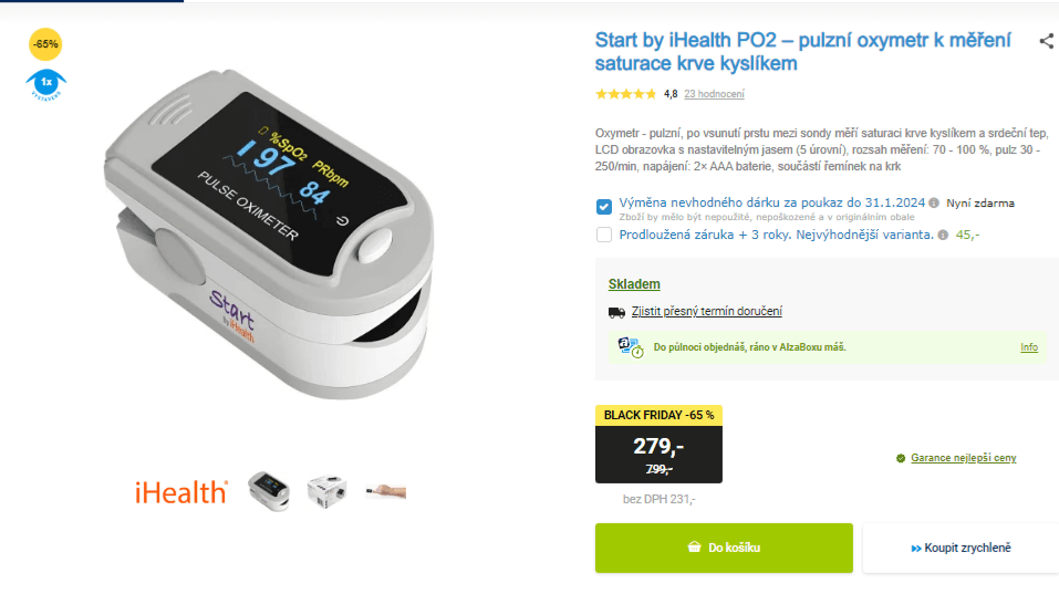Pulzní oxymetr Start by iHealth