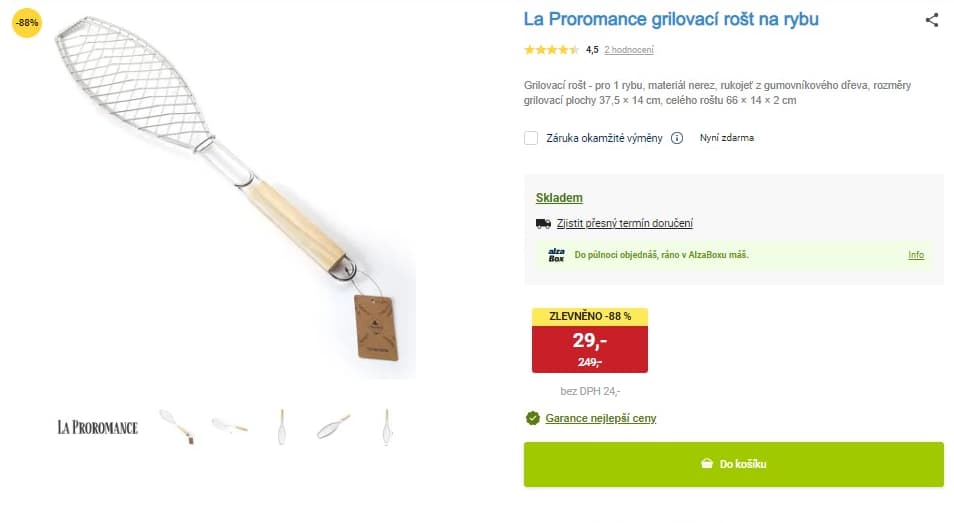 Grilovací rošt na rybu 38x14 cm