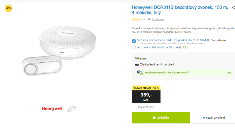 Bezdrátový zvonek Honeywell
