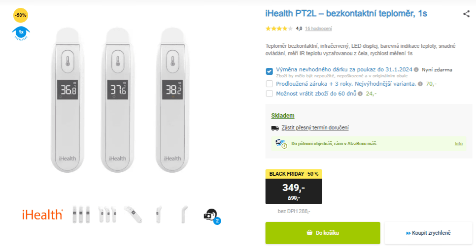 Bezkontaktní teploměr iHealth