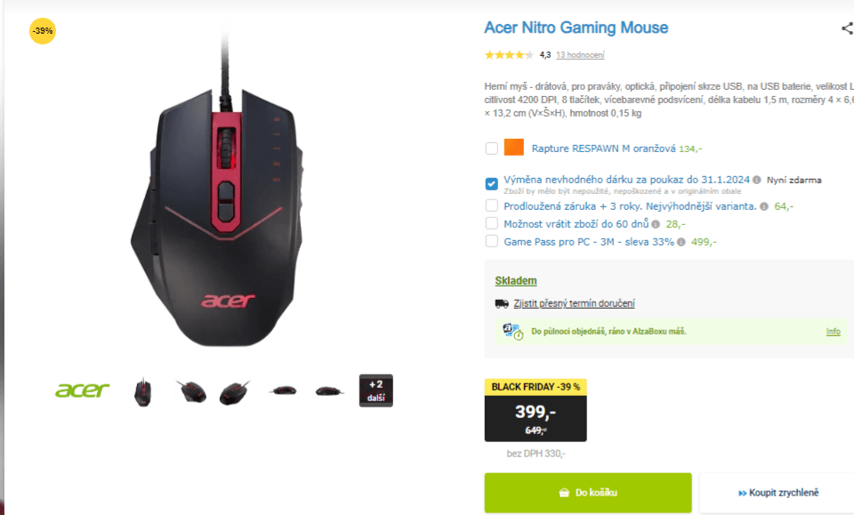 Herní myš Acer Nitro 