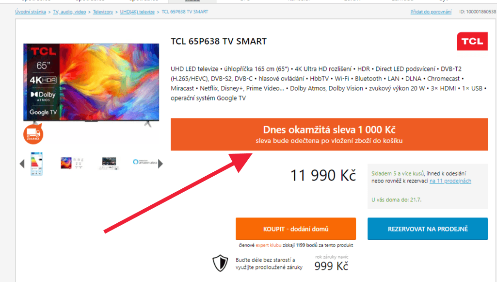 4K Google TV, Atmos, 164cm, TCL