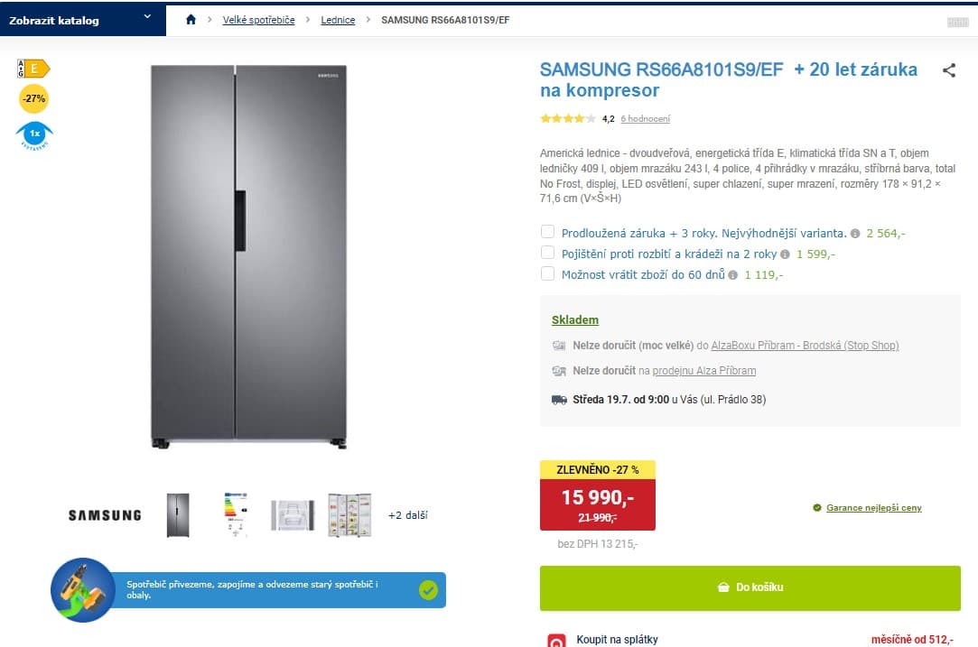 Americká lednice Samsung, 652 l, Total No Frost