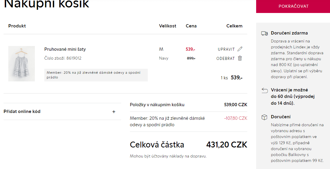 Lindex - extra sleva -20% na Výprodej
