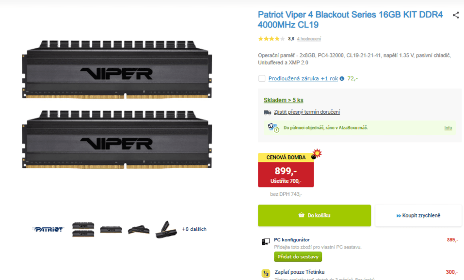 Operační paměť RAM 16GB Patriot Viper