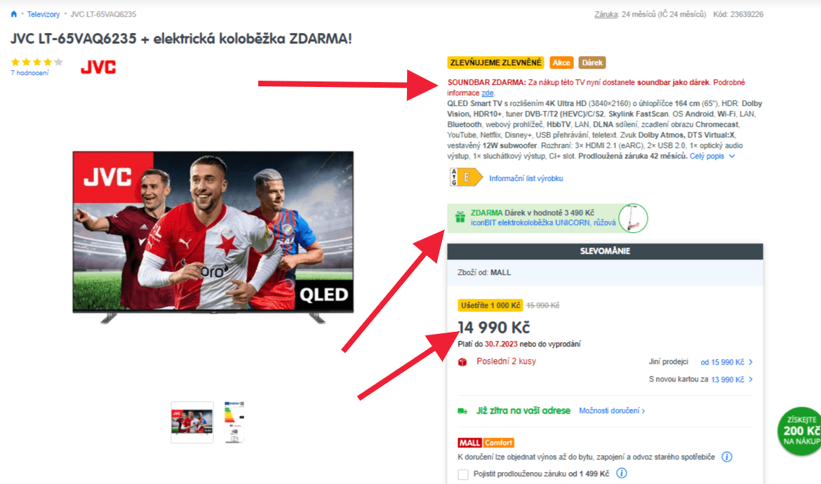 4K QLED Android Smart TV 164cm, JVC