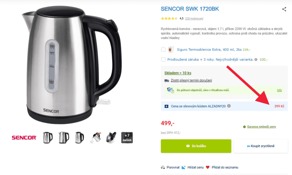 Rychlovarná konvice Sencor, 1,7 litru