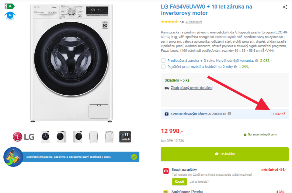 Whirlpool 9kg, 1360ot., pára, Wifi, ThinQ 