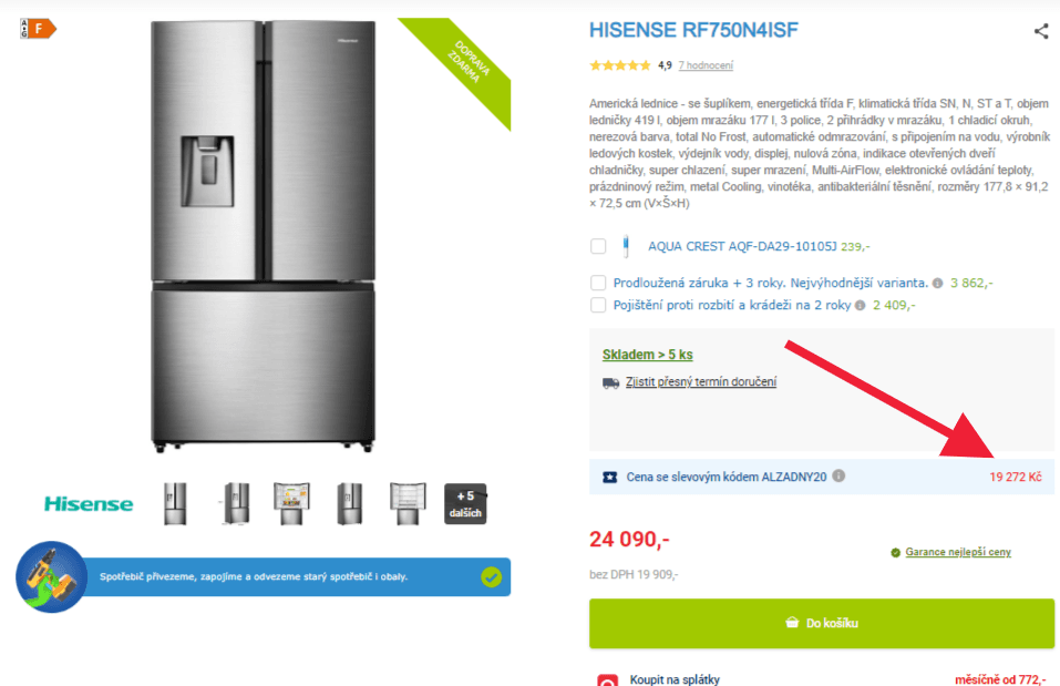 Americká lednice Gorenje, led, voda, 178cm