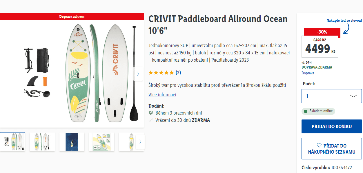 Paddleboard Crivit 320cm, 150kg