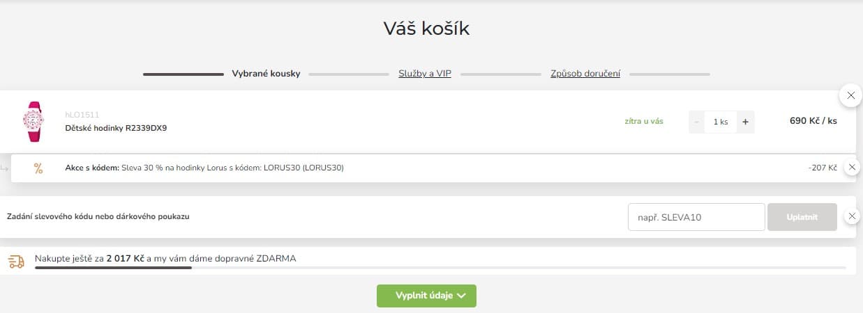 Dětské dívčí hodinky Lorus, 10 ATM