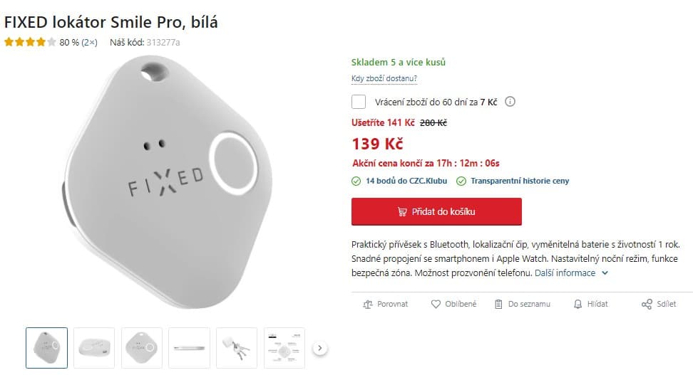 BT lokalizační čip Fixed Smile