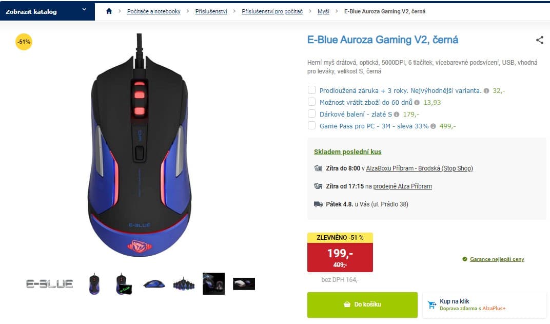 Optická herní myš E-Blue Auroza Gaming V2