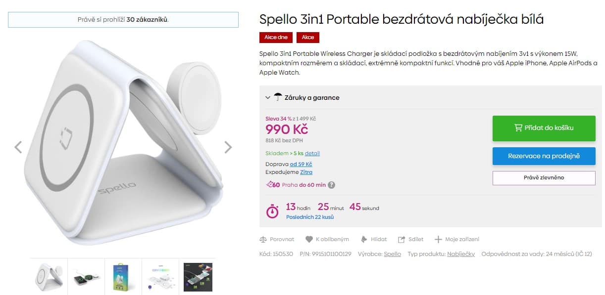 Bezdrátová nabíječka Spello 3v1