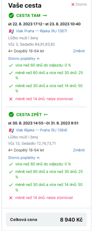 Vlak do Chorvatska 3+1 zdarma