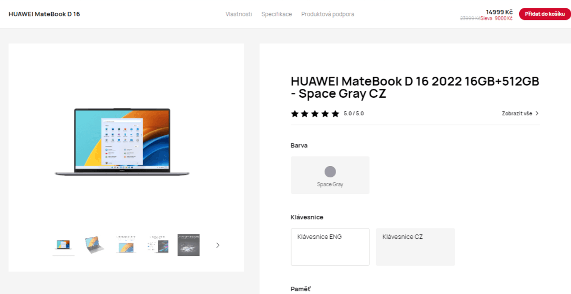 Huawei i5 4,4GHz, 16GB RAM, SSD, 16"