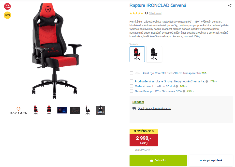 Herní křeslo Rapture