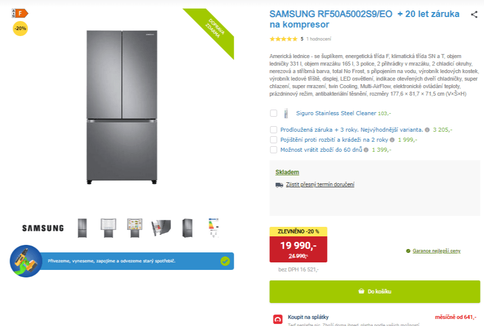 Americká lednice Samsung 178cm