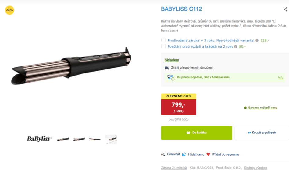 Kulma na vlasy klešťová BaByliss
