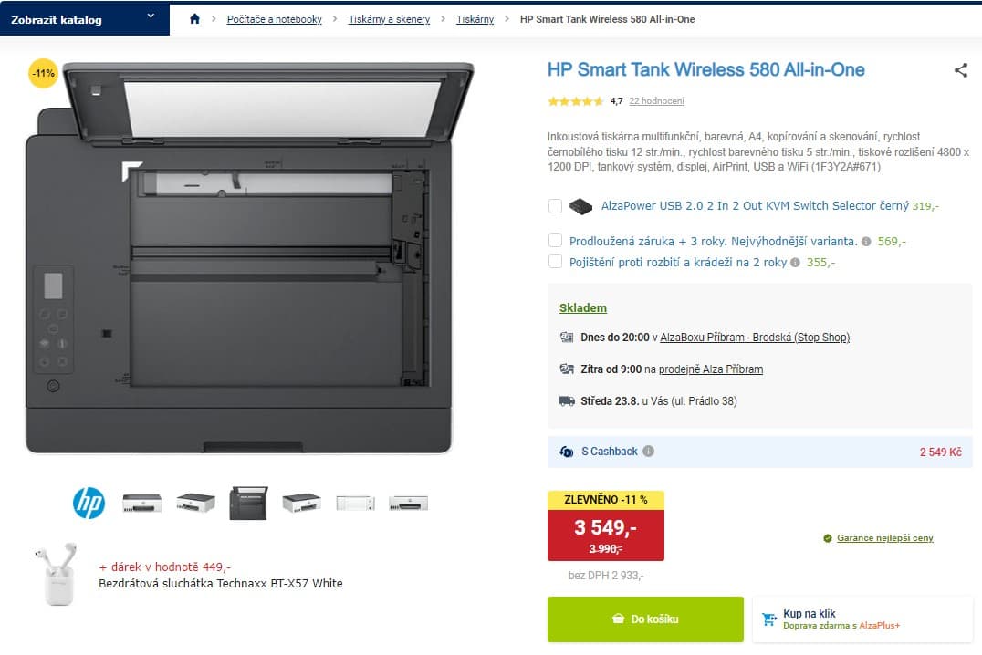 Inkoustová tiskárna HP Smart Tank 580