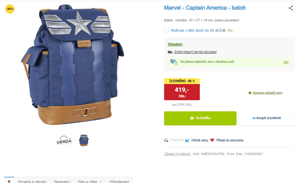Batoh Captain America 42x17x14cm