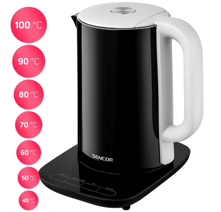 Rychlovarná konvice Sencor, teploty, 1,5l.