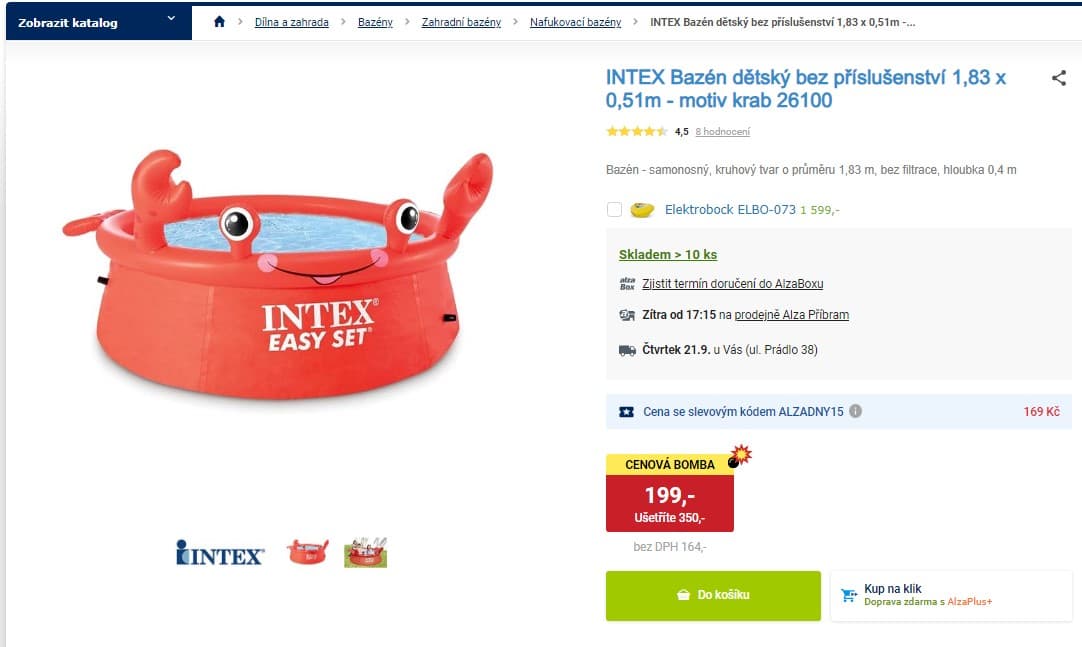 Dětský bazén Intex krab, 1,83 x 0,51m