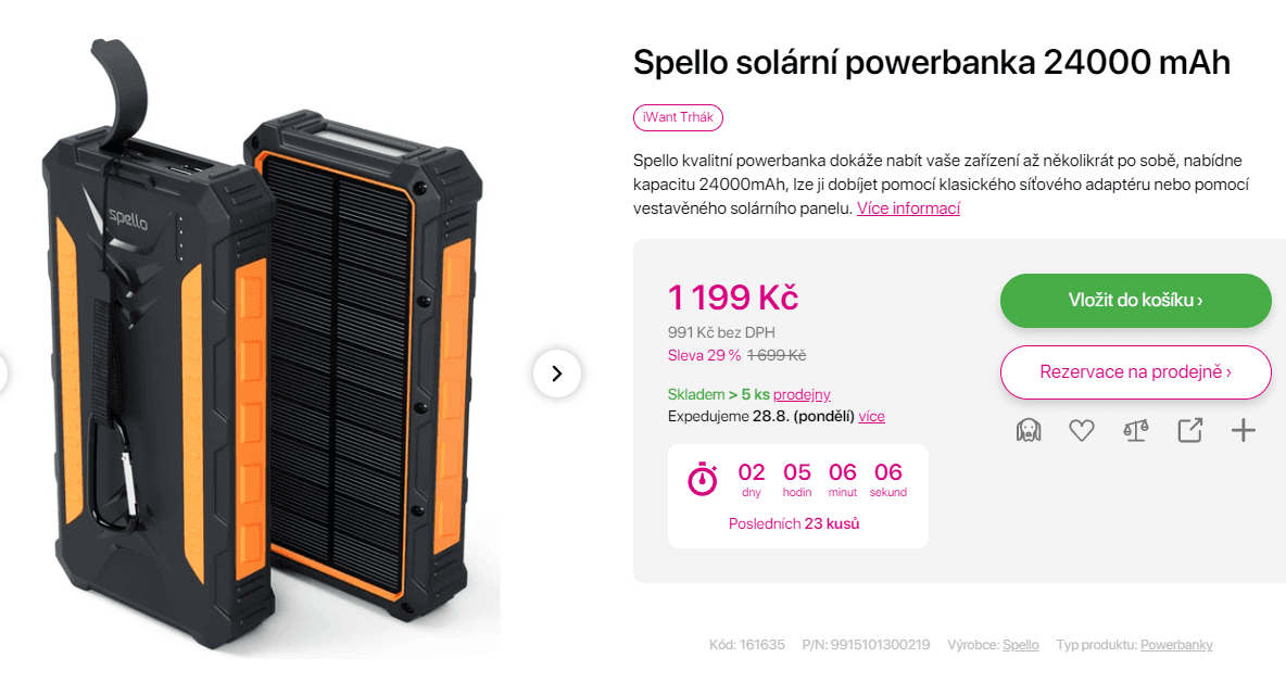 Solární powerbanka Epico 24000mAh