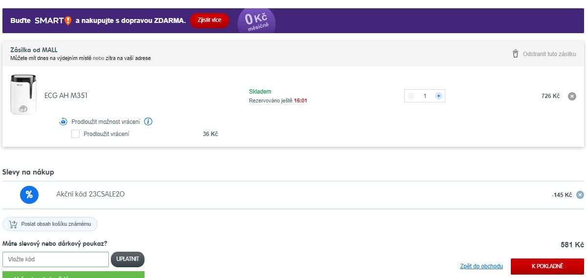 Zvlhčovač vzduchu ECG, 25W, 3,5l